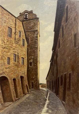 Art work by Renato Giachini Il fondaccio San donato in Poggio - oil table 